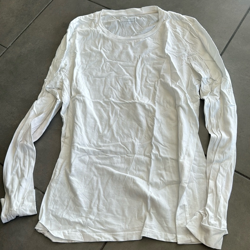 General Pants White 100% Cotton Long Sleeve Shirt